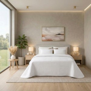 Azores Conjunto Colcha + Jogo de Cama + Almofadas Cheias