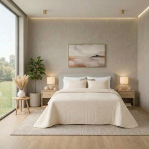 Azores Conjunto Colcha + Jogo de Cama + Almofadas Cheias
