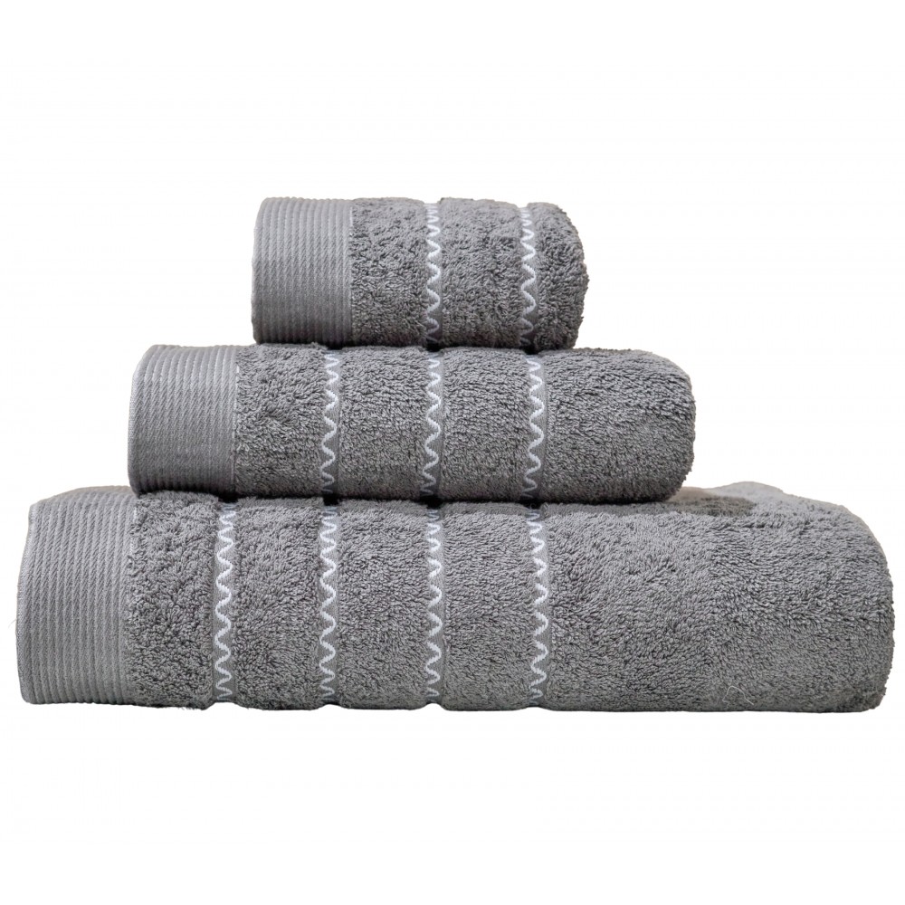 Jogo de Banho Elis 100% Algodão 3 Peças Cinza Escuro