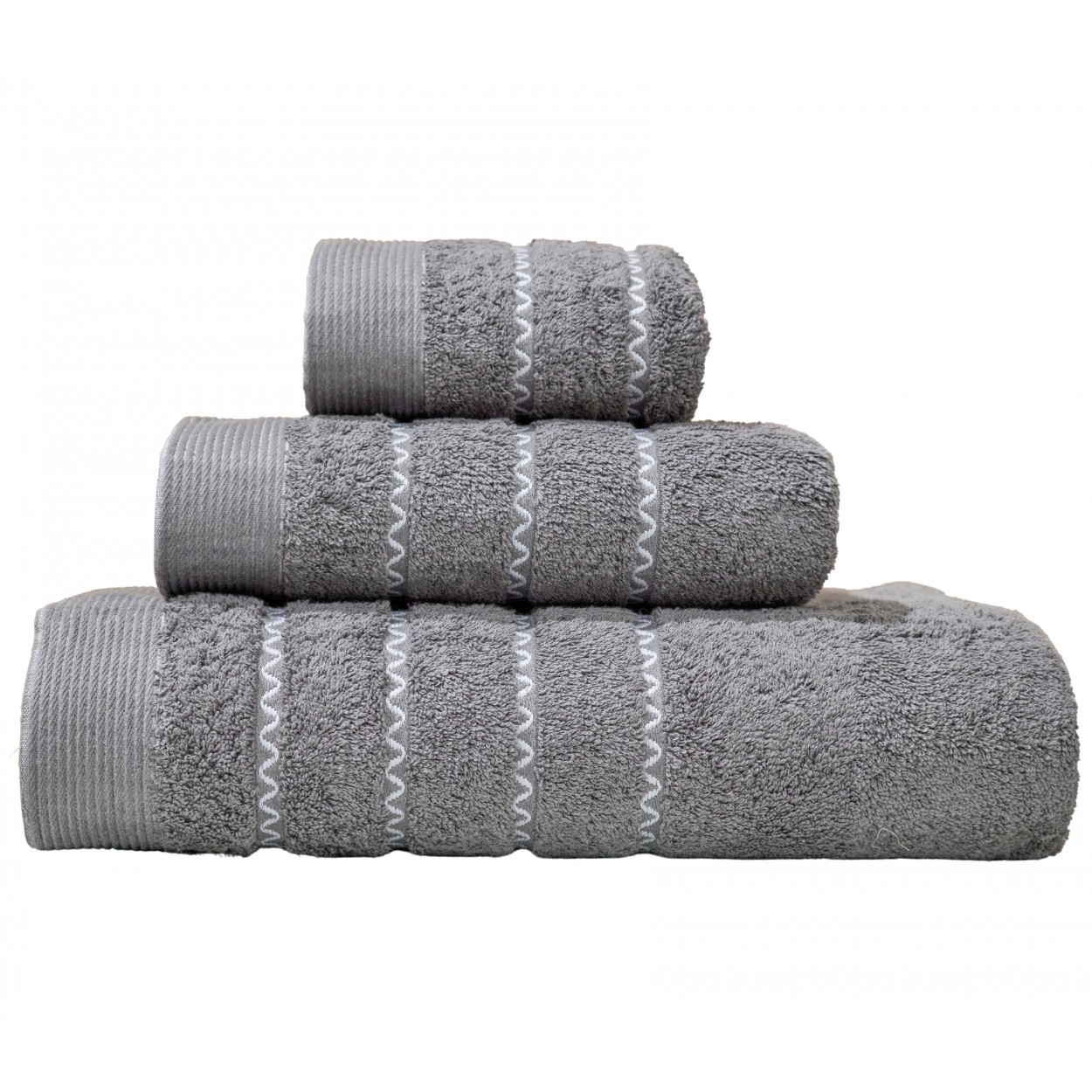 Jogo de Banho Elis 100% Algodão 3 Peças Cinza Escuro