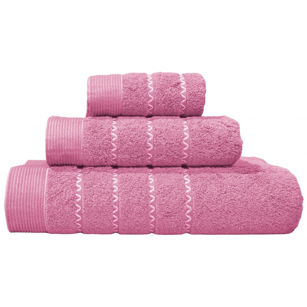 Jogo de Banho Elis 100% Algodão 3 Peças Rosa Escuro