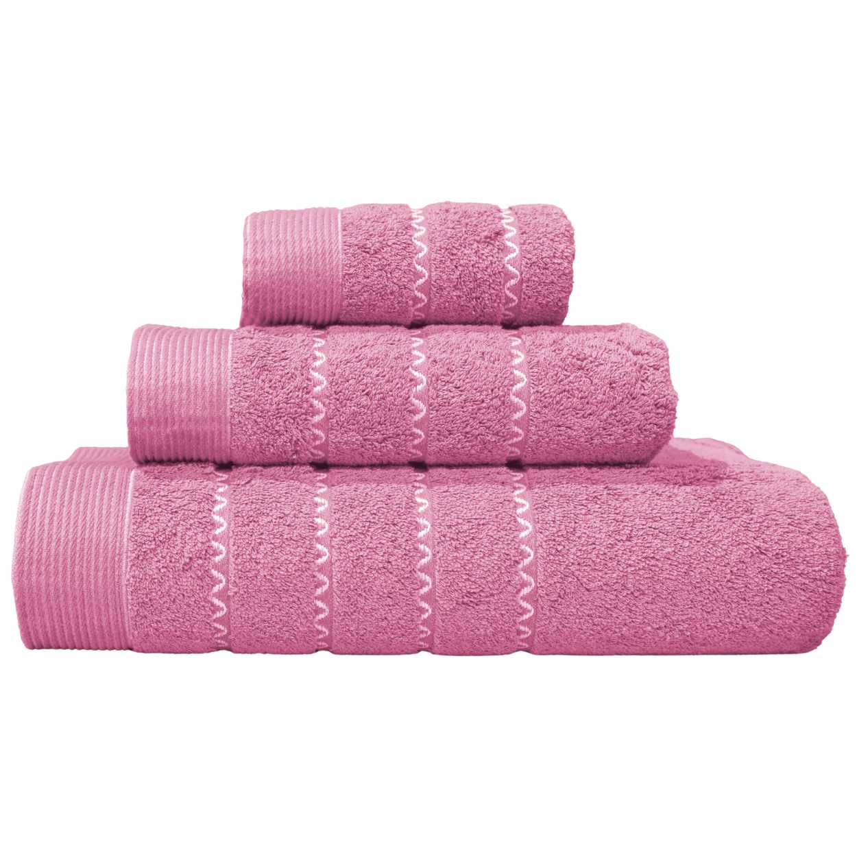 Jogo de Banho Elis 100% Algodão 3 Peças Rosa Escuro