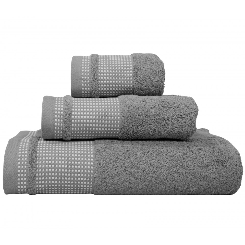 Jogo de Banho Oris 100% Algodão 3 Peças Cinza Escuro