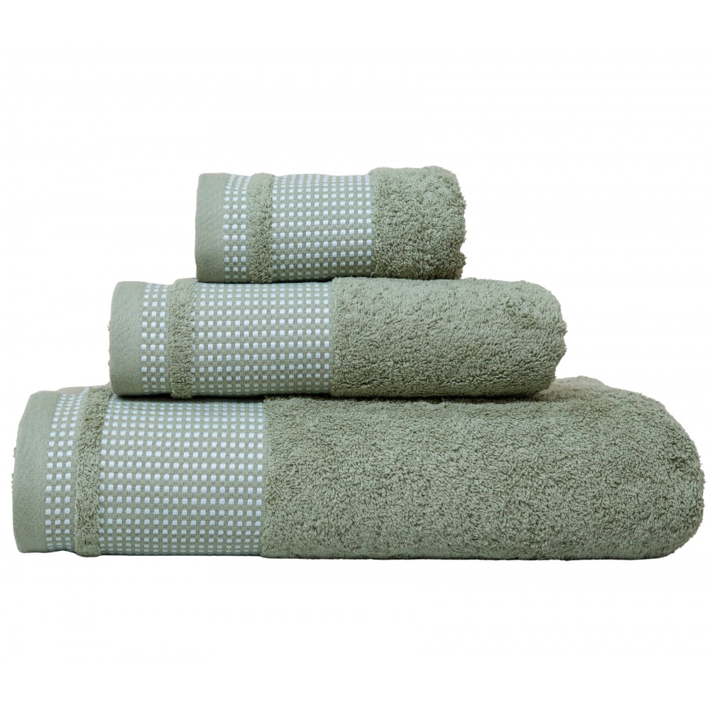 Jogo de Banho Oris 100% Algodão 3 Peças Verde Escuro