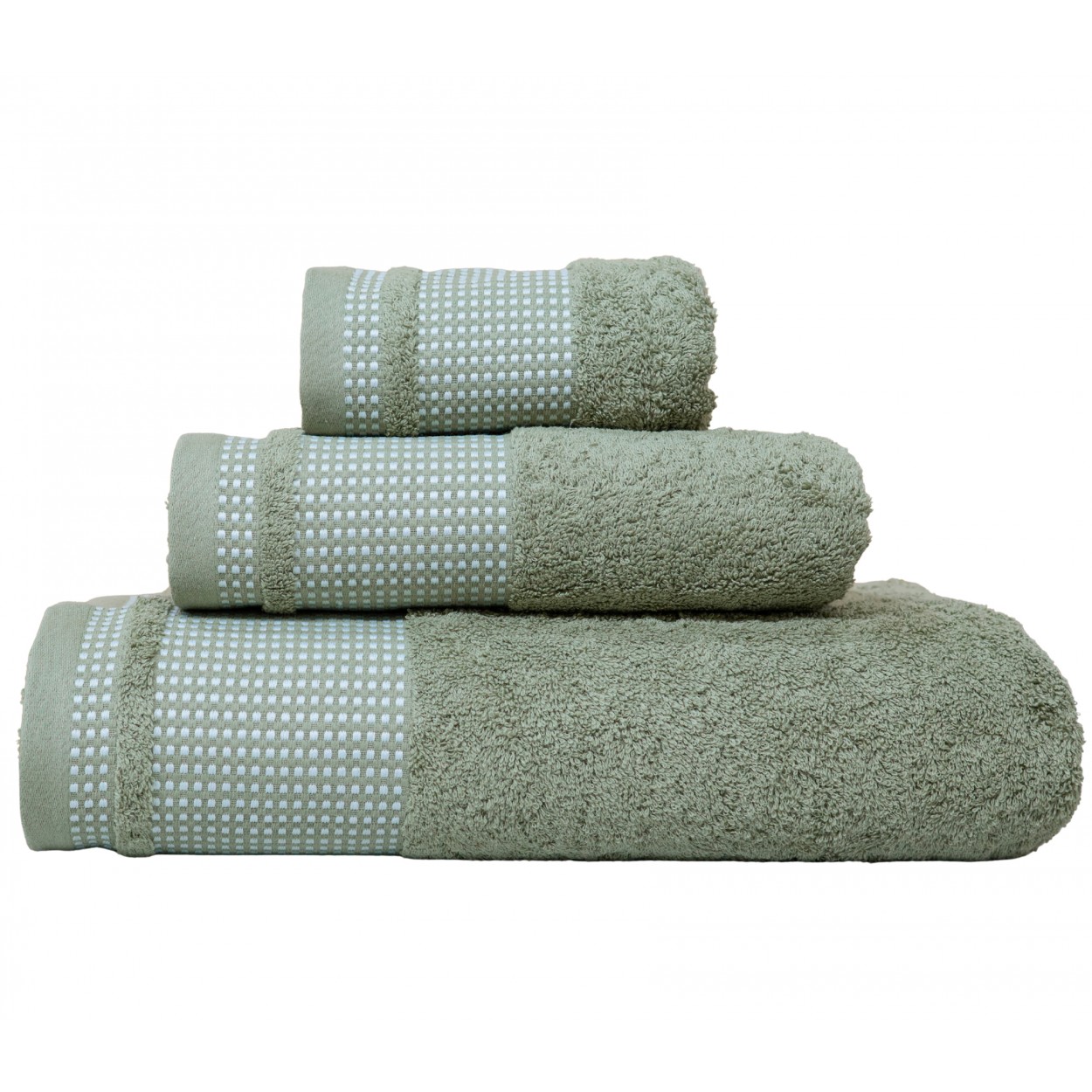 Jogo de Banho Oris 100% Algodão 3 Peças Verde Escuro