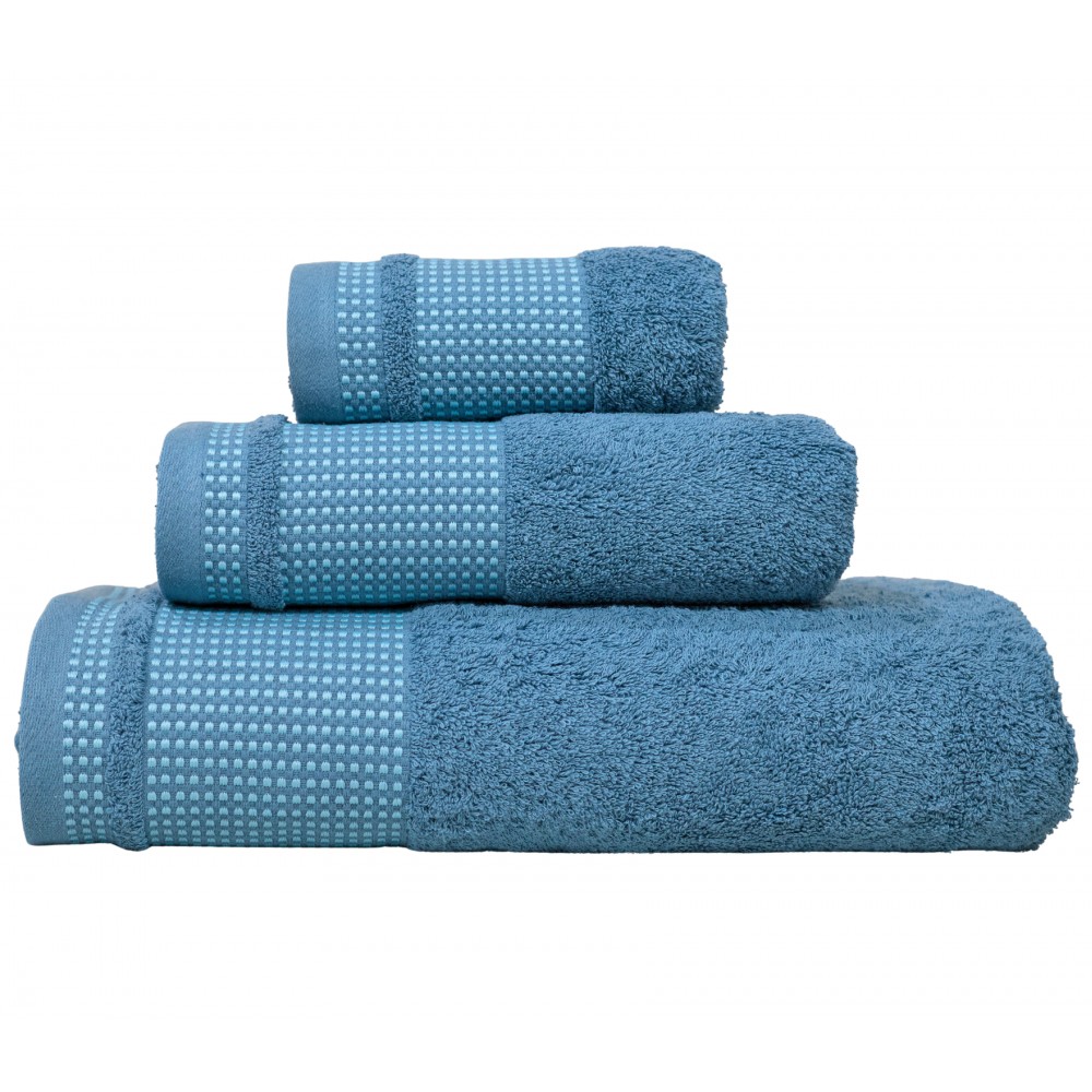 Jogo de Banho Oris 100% Algodão 3 Peças Azul Escuro